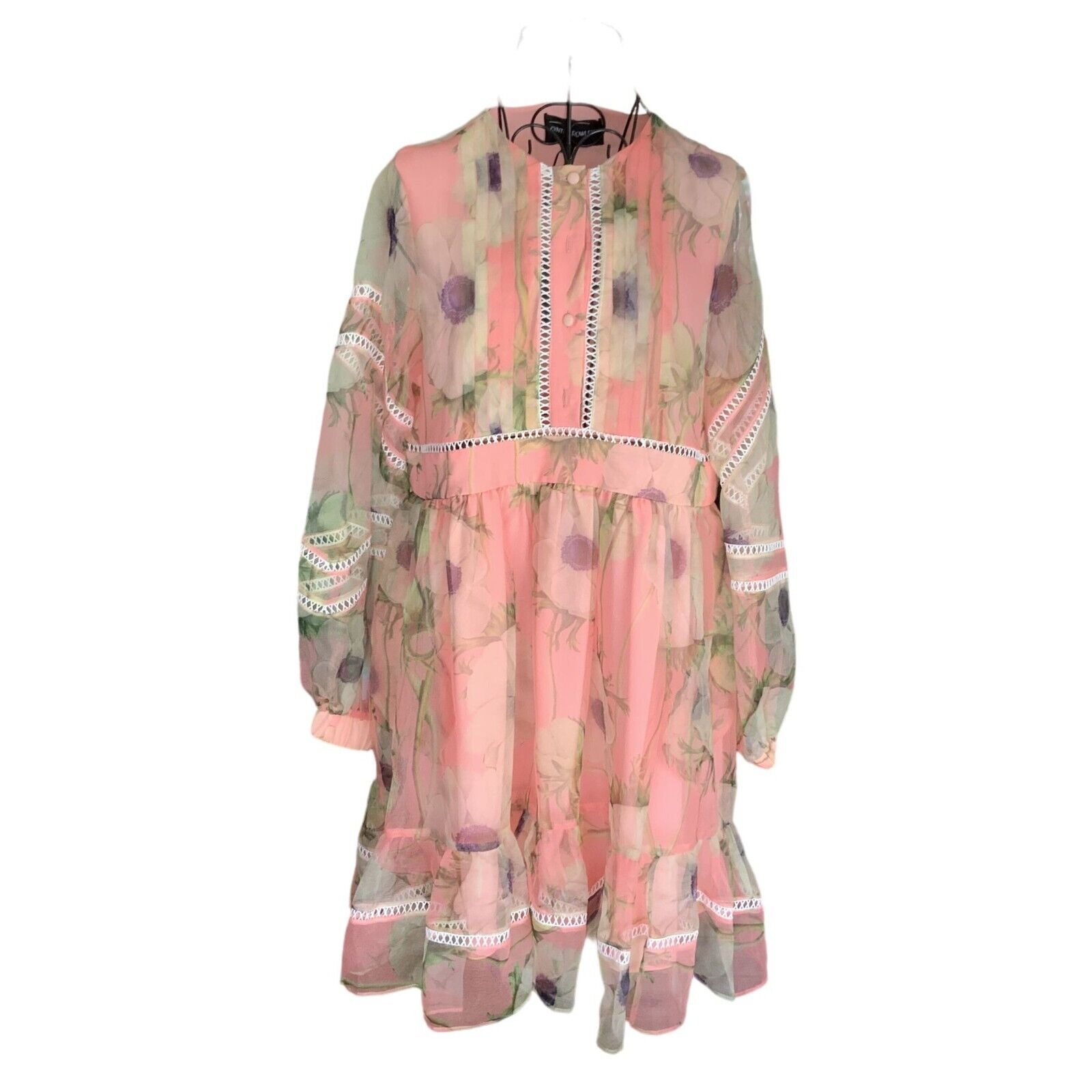 Cynthia Rowley Floral-Print Organza Dress Nwt Size S